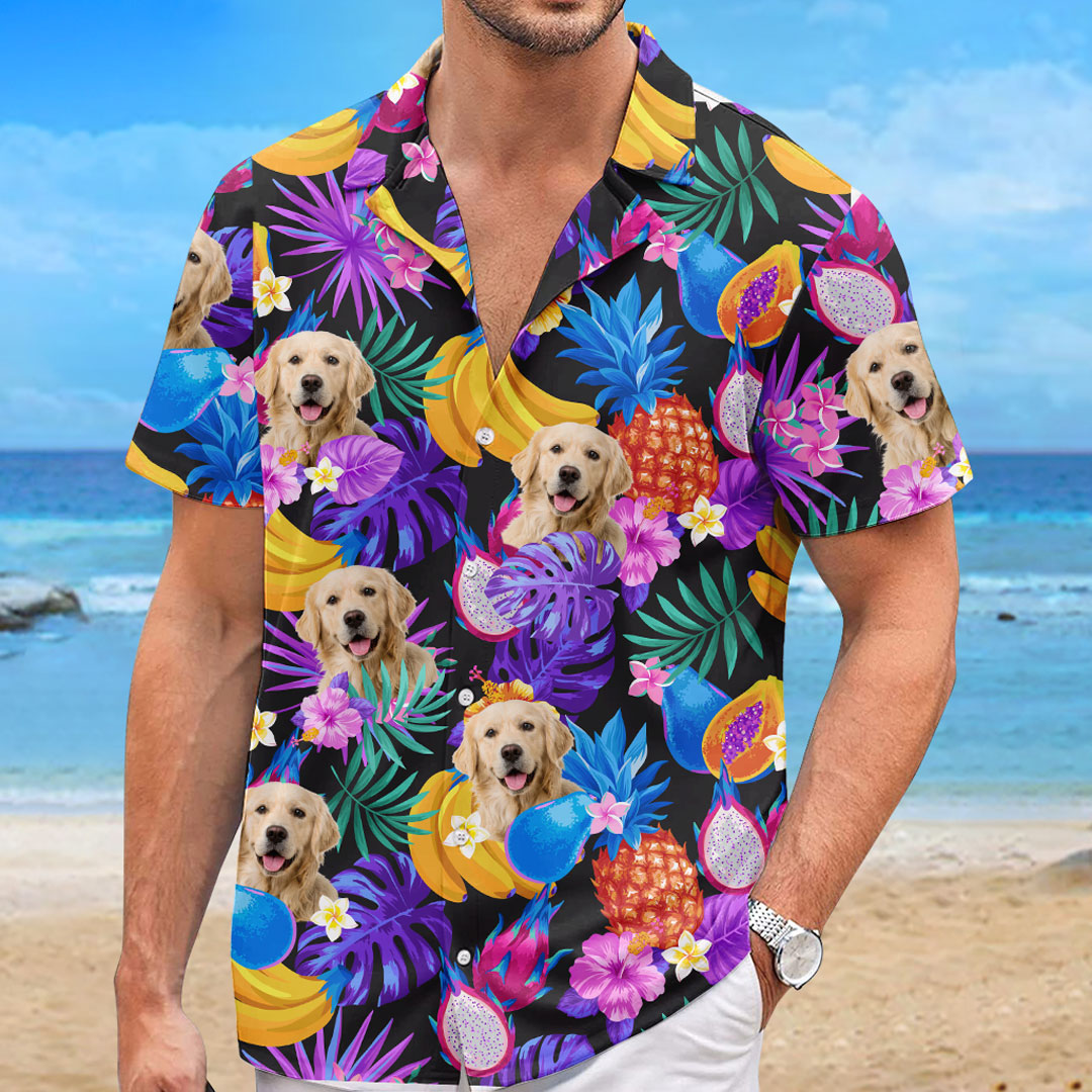 Photo personnalisée d'humeur estivale - T-shirt hawaïen unisexe personnalisé pour chien et chat - Cadeau vacances d'été, cadeau pour propriétaires d'animaux et amoureux des animaux