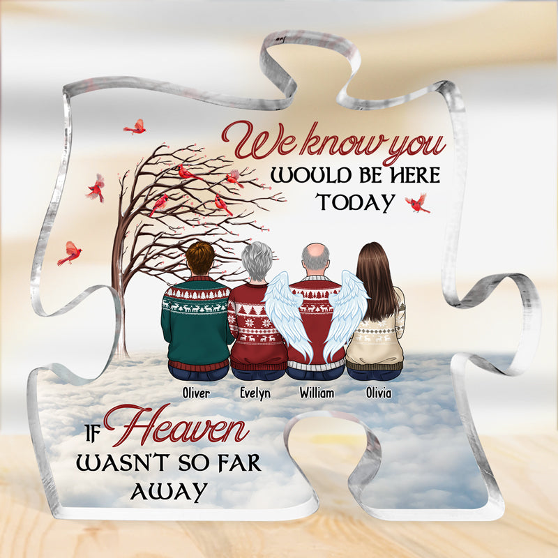 Nos cœurs sont ensemble pour toujours - Plaque commémorative personnalisée en acrylique en forme de puzzle - Cadeau de Noël, cadeau de condoléances pour les membres de la famille