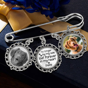 Custom Photo No Longer By My Side But Forever In My Heart - Memorial Personalized Custom Round Shaped Lapel Pin, Brooch - Sympathy Gift For Pet Owners, Pet Lovers