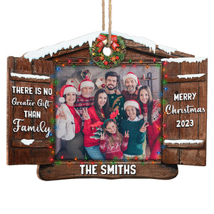 Photo personnalisée « J'aime ma famille » - Ornement personnalisé pour la famille - Forme en bois personnalisée - Cadeau de Noël pour les membres de la famille