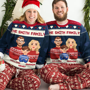 La famille est éternelle - Sweat-shirt personnalisé pour la famille - Pull en laine unisexe - Cadeau de Noël pour les membres de la famille