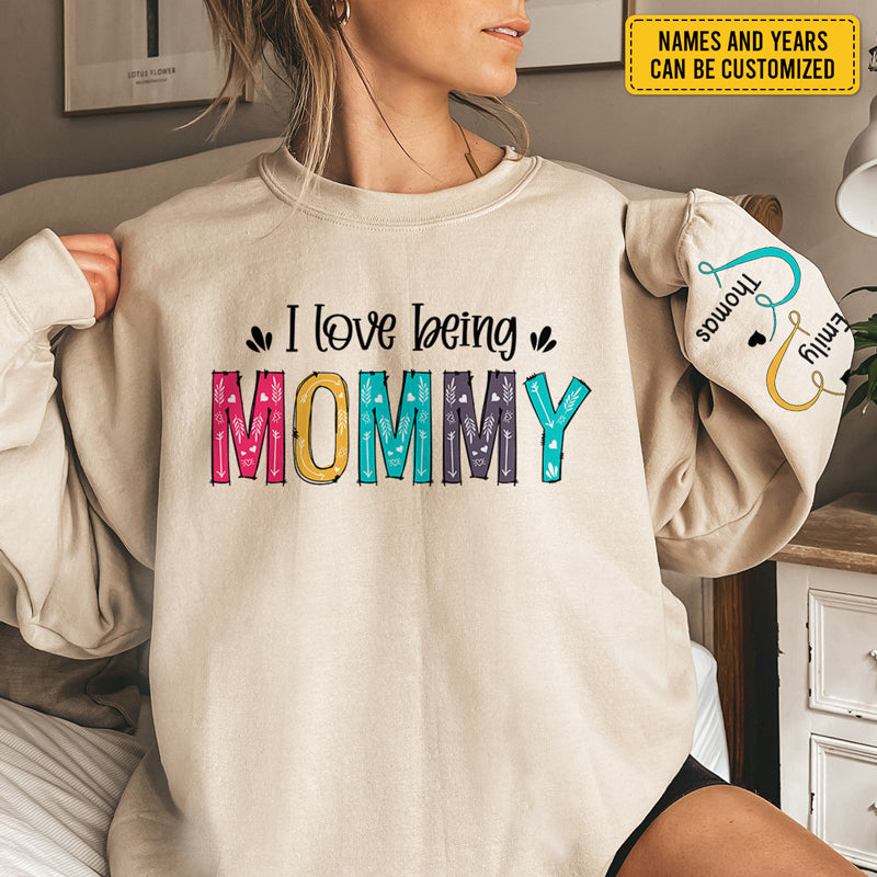 J'aime être grand-mère - Sweat-shirt unisexe personnalisé avec motif sur la manche - Cadeau de Noël pour maman et grand-mère