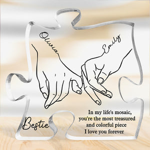 Je serai là, promesse rose - Plaque acrylique personnalisée en forme de puzzle pour meilleure amie - Cadeau de Noël pour meilleures amies, meilleures amies, sœurs