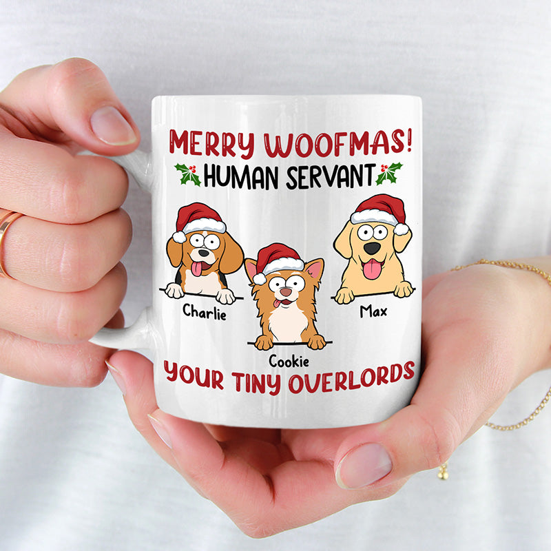 Joyeux Noël, serviteur humain - Tasse personnalisée pour chien - Cadeau de Noël pour les propriétaires et les amoureux des animaux