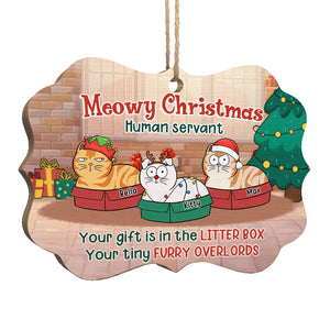 Votre cadeau est dans la litière - Décoration personnalisée pour chat - Bois en forme de Benelux - Cadeau de Noël pour les propriétaires d'animaux et les amoureux des animaux