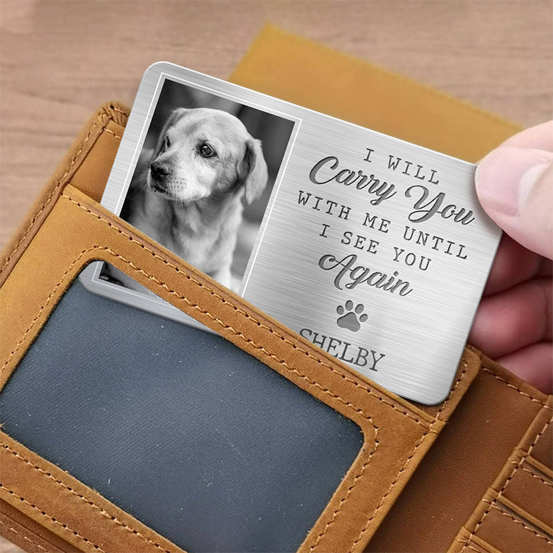 Carte photo personnalisée en aluminium pour portefeuille - Cadeaux de condoléances personnalisés pour animaux de compagnie pour chiens et chats - Ils ont vécu, ils ont aimé, ils ont ronronné