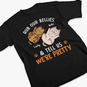 Tu peux me frotter le ventre ! T-shirt unisexe personnalisé avec chat, sweat à capuche et sweat-shirt ! Cadeau pour les propriétaires et les amoureux des animaux.