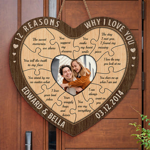 Photo personnalisée « J'adore vos mauvaises blagues » - Panneau en bois personnalisé en forme de cœur pour décoration d'intérieur - Cadeau de pendaison de crémaillère pour mari et femme, anniversaire