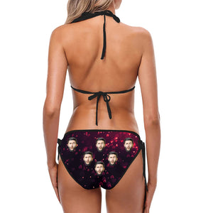 Photo personnalisée « Je veux être avec toi partout » - Bikini triangle taille basse personnalisé et amusant - Cadeau de vacances d'été, cadeau de fête d'anniversaire pour femme