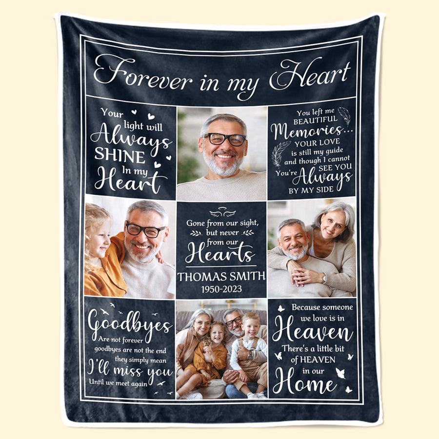 Photo personnalisée « Tu m'as laissé de beaux souvenirs » - Couverture personnalisée commémorative - Cadeau de condoléances pour les membres de la famille