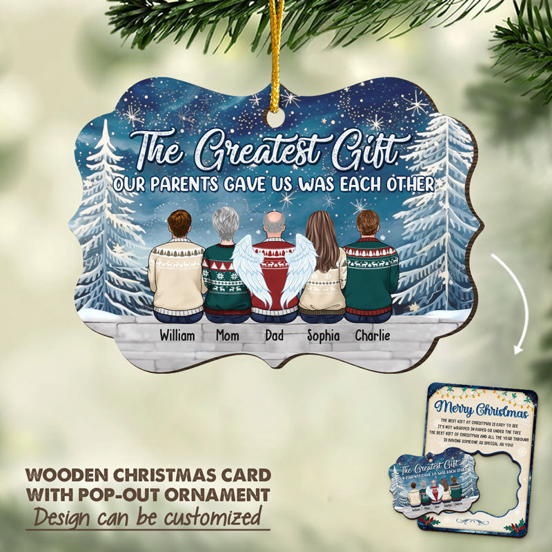 Les plus belles bénédictions de la vie - Carte en bois personnalisée avec ornement amovible - Cadeau de Noël pour les membres de la famille