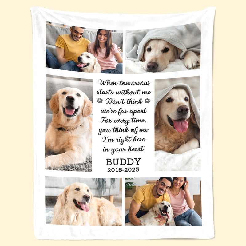 Couverture personnalisée avec photo « Je suis là dans ton cœur » - Cadeau de condoléances pour les propriétaires d'animaux et les amoureux des animaux