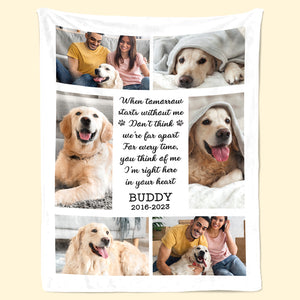 Couverture personnalisée avec photo « Je suis là dans ton cœur » - Cadeau de condoléances pour les propriétaires d'animaux et les amoureux des animaux