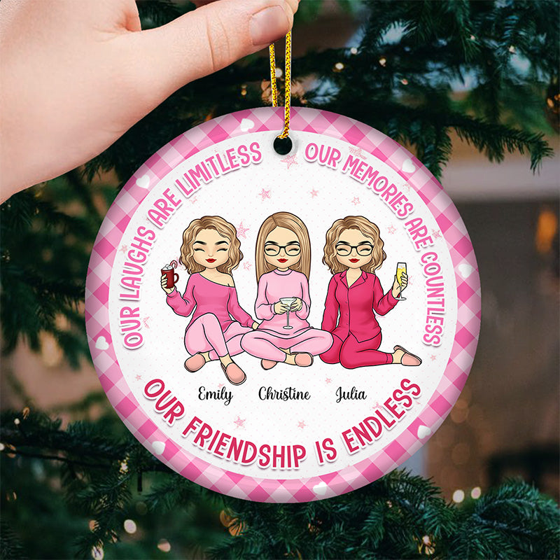 Je porte du rose pour ma meilleure amie - Ornement personnalisé pour ma meilleure amie - Forme ronde en céramique - Cadeau de Noël pour meilleures amies, meilleures amies, sœurs