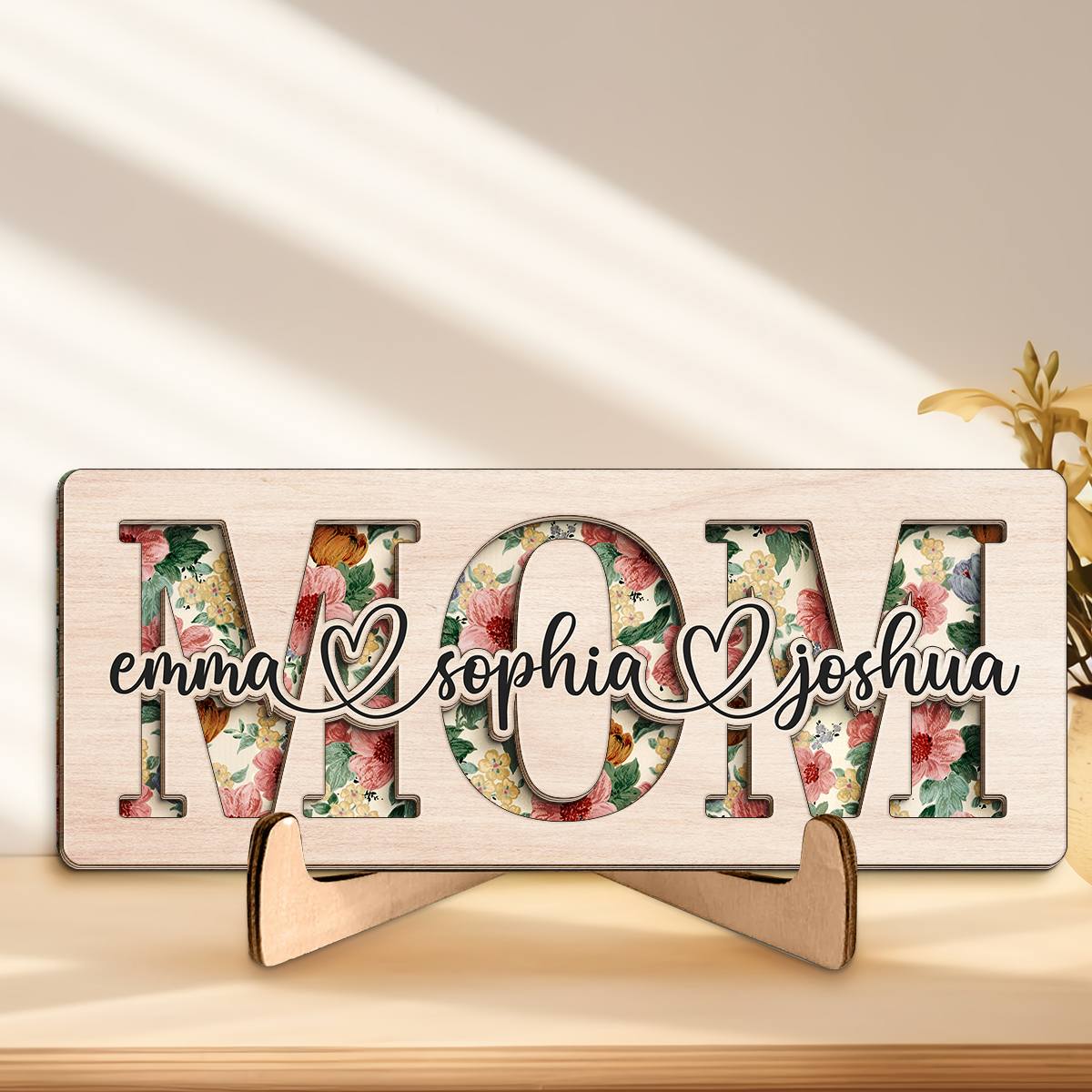 Mum You Are The Piece That Holds Us Together - Family Personalized Custom 2-Layered Wooden Plaque With Stand - House Warming Gift For Mom
