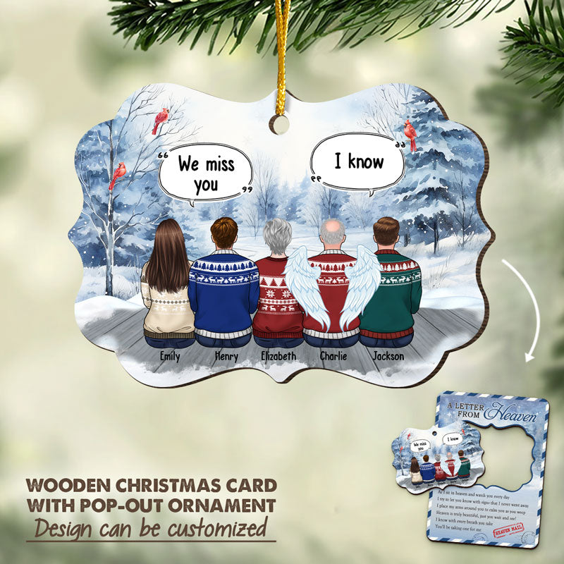 Heaven Mail - Carte commémorative personnalisée en bois avec ornement amovible - Cadeau de Noël, cadeau de condoléances pour les membres de la famille