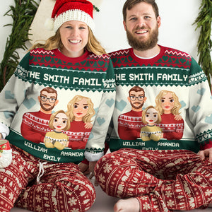 Notre famille est tout - Sweat-shirt personnalisé moche pour la famille - Pull en laine unisexe - Cadeau de Noël pour les membres de la famille