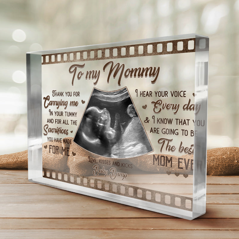 Photo personnalisée Merci de m'avoir porté - Plaque rectangulaire en acrylique personnalisée pour la famille - Cadeau de fête prénatale, cadeau pour la première maman