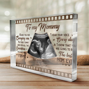 Photo personnalisée Merci de m'avoir porté - Plaque rectangulaire en acrylique personnalisée pour la famille - Cadeau de fête prénatale, cadeau pour la première maman