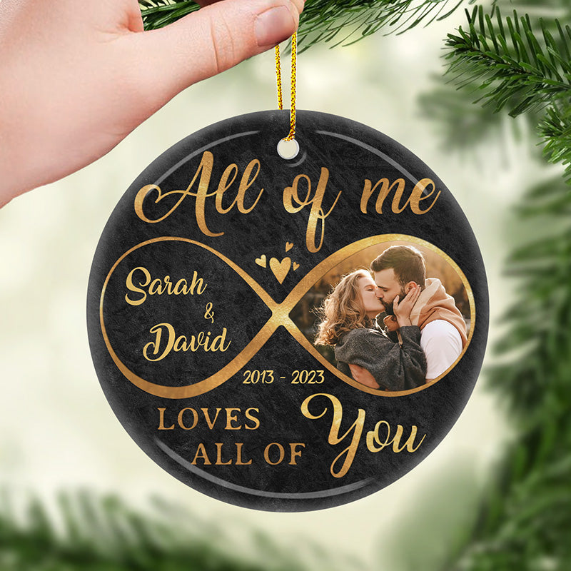 Photo personnalisée « Tout de moi » – Ornement personnalisé pour couple – Forme ronde en céramique – Cadeau de Noël pour mari et femme, anniversaire