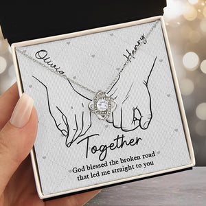 From Our First Kiss Till Our Last Breath - Couple Personalized Custom Love Knot Necklace - Gift For Husband Wife, Anniversary