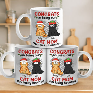 You Lucky Hooman - Mug personnalisé chat - Cadeau de Noël pour propriétaires et amoureux des animaux