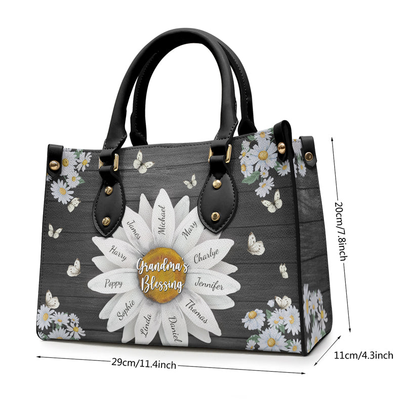 Bénédiction de grand-mère - Sac à main en cuir personnalisé pour la famille - Cadeau d'anniversaire pour grand-mère