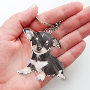 Porte-clés personnalisé en acrylique avec photo « Mon ami à quatre pattes est mon ange des fêtes » pour chien et chat – Cadeau pour propriétaires et amoureux des animaux