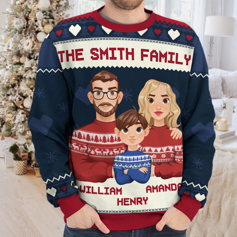 La famille est éternelle - Sweat-shirt personnalisé pour la famille - Pull en laine unisexe - Cadeau de Noël pour les membres de la famille