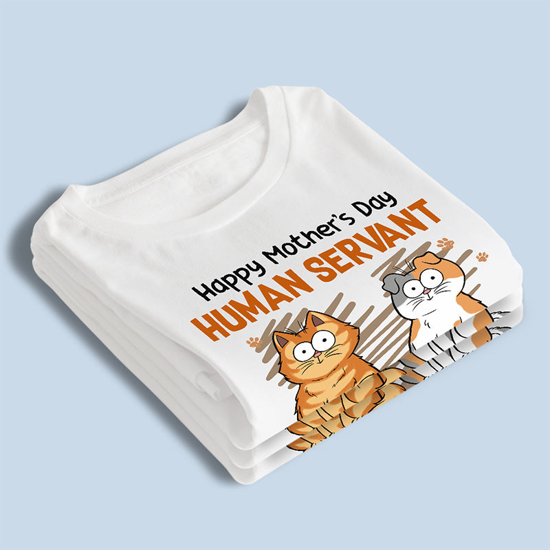 Serviteur humain, vos petits maîtres - T-shirt unisexe personnalisé, sweat à capuche, sweat-shirt - Fête des Mères, cadeau pour les propriétaires d'animaux et les amoureux des animaux