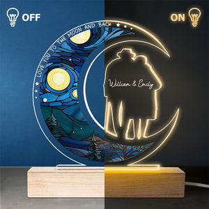 Je t'aimerai jusqu'à mon dernier souffle - Lampe LED 3D personnalisée en forme de couple - Cadeau pour mari et femme, anniversaire