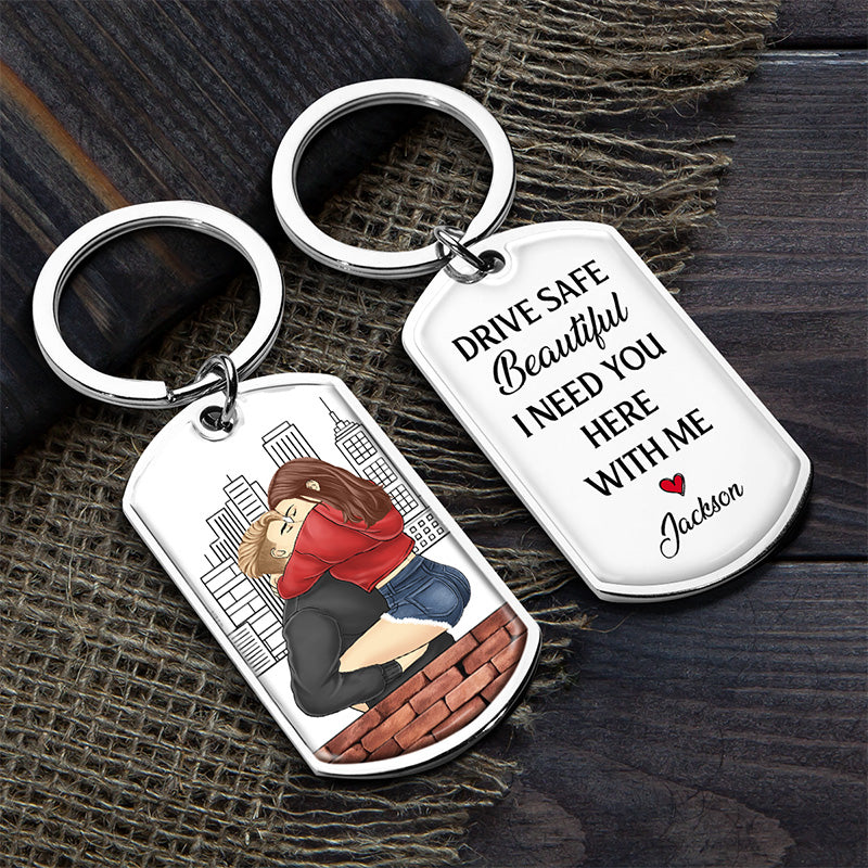 Conduisez prudemment, beau gosse, je t'aime - Porte-clés personnalisé pour couple - Cadeau pour mari et femme, anniversaire