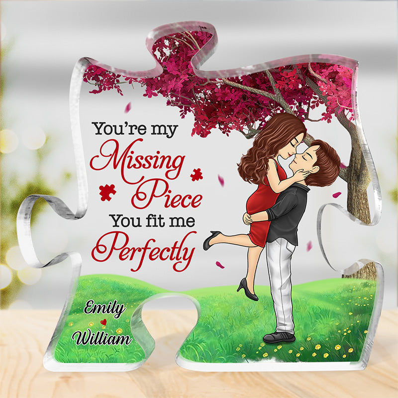 Tu me complète et fais de moi une meilleure personne - Plaque acrylique personnalisée en forme de puzzle pour couple - Cadeau de Noël pour mari et femme, anniversaire