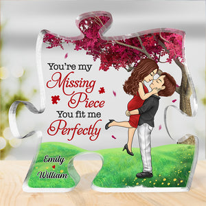 Tu me complète et fais de moi une meilleure personne - Plaque acrylique personnalisée en forme de puzzle pour couple - Cadeau de Noël pour mari et femme, anniversaire