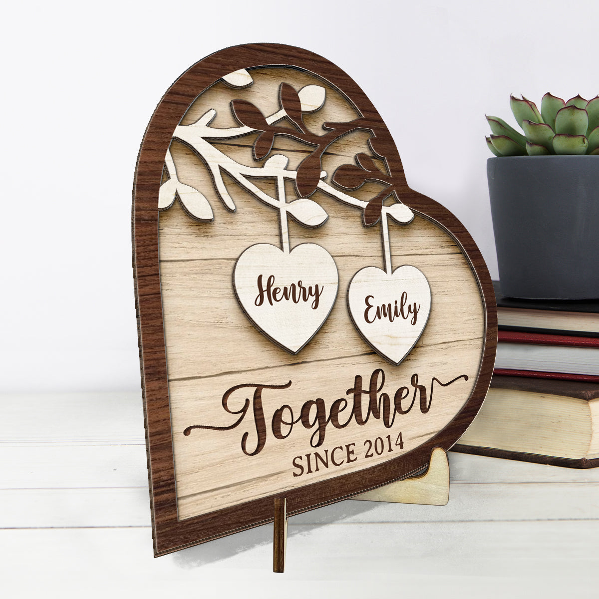 Dieu m'a donné toi - Plaque en bois personnalisée à 2 couches avec support pour couple - Cadeau de pendaison de crémaillère pour mari et femme, anniversaire