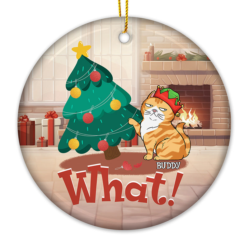 Oh sapin de Noël, vos décorations appartiennent à l'histoire - Ornement personnalisé en forme de chat - Forme ronde en céramique - Cadeau de Noël pour les propriétaires d'animaux et les amoureux des animaux