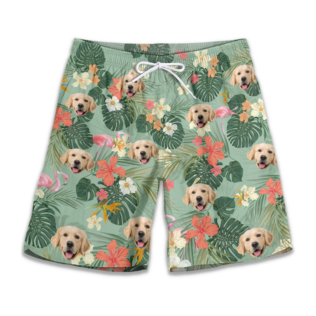 Custom Photo Dose Of Vitamin Sea - Dog & Cat Personalized Custom Tropical Hawaiian Aloha Men Beach Shorts - Summer Vacation Gift, Birthday Party Gift For Pet Owners, Pet Lovers