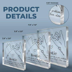 Pinky Promise - Plaque acrylique carrée personnalisée pour meilleure amie - Cadeau pour meilleures amies, meilleures amies, sœurs