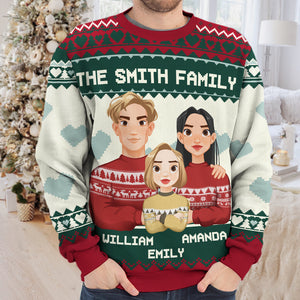 Notre famille est tout - Sweat-shirt personnalisé moche pour la famille - Pull en laine unisexe - Cadeau de Noël pour les membres de la famille