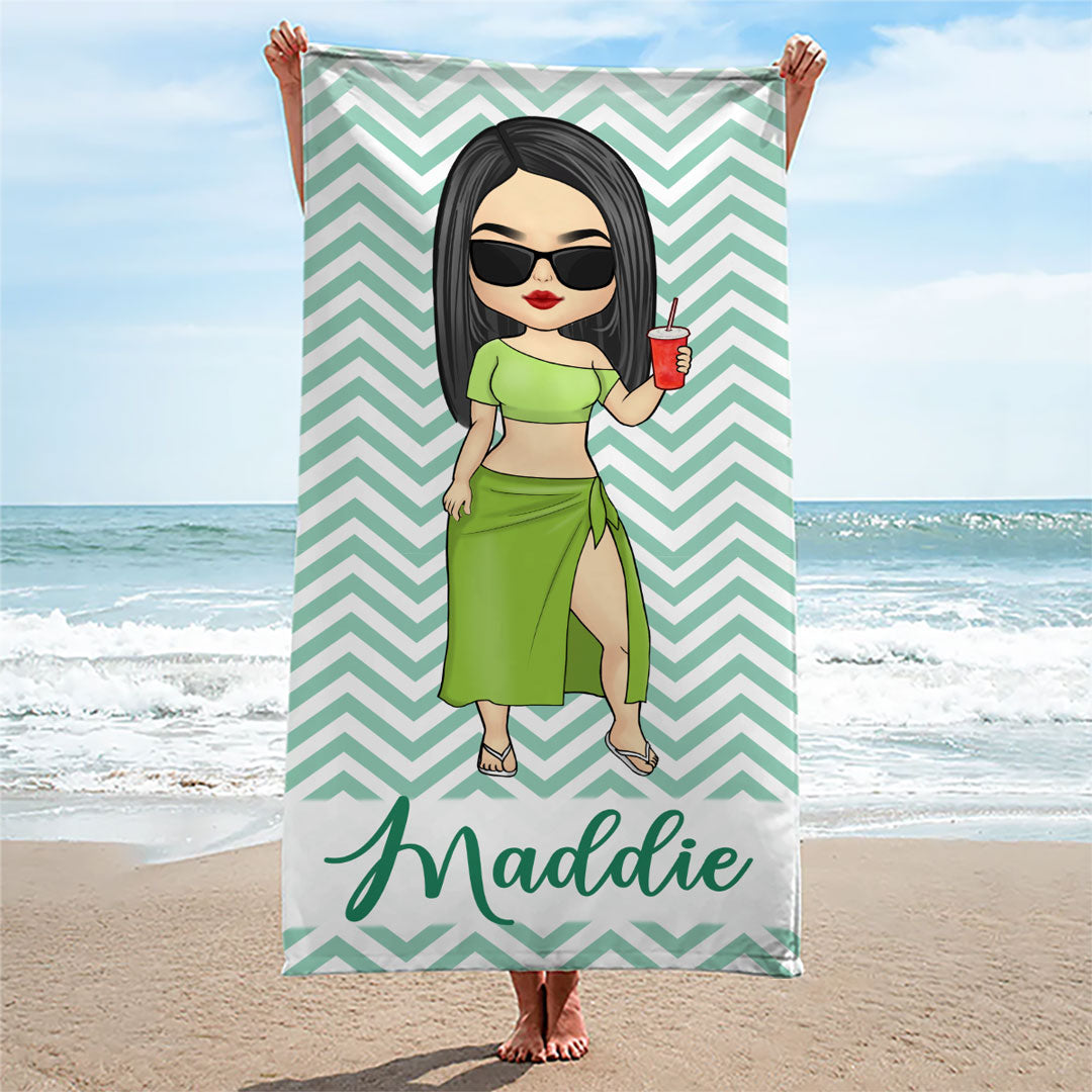 Le bonheur arrive par vagues - Serviette de plage personnalisée Bestie - Cadeau pour meilleures amies, meilleures amies, sœurs