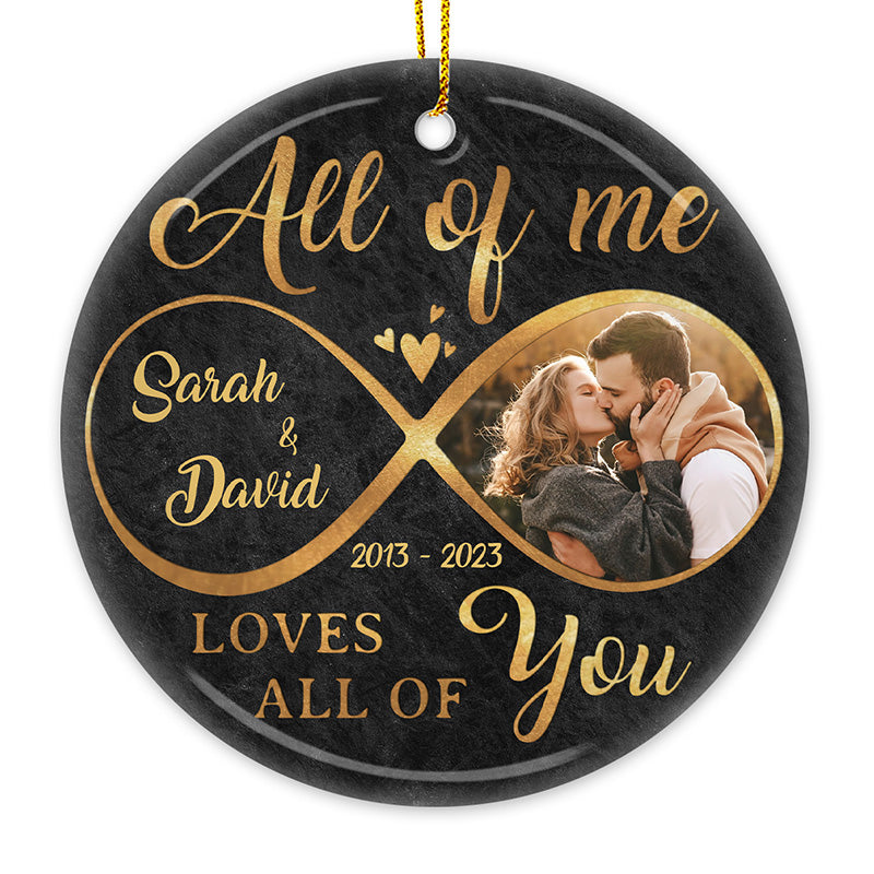 Photo personnalisée « Tout de moi » – Ornement personnalisé pour couple – Forme ronde en céramique – Cadeau de Noël pour mari et femme, anniversaire