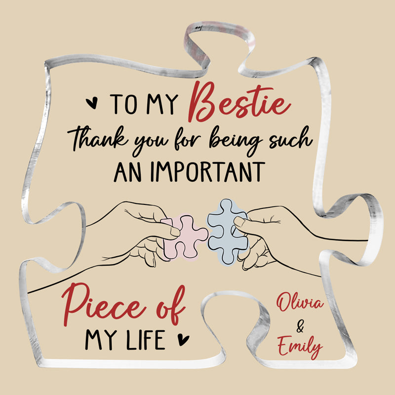 Tu es ma pièce manquante - Plaque acrylique personnalisée en forme de puzzle - Cadeau pour meilleures amies, meilleures amies, sœurs