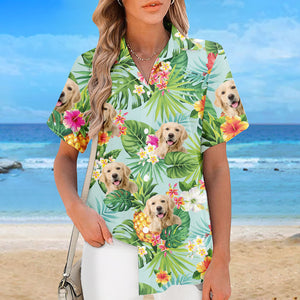 T-shirt hawaïen tropical unisexe personnalisé avec photo « Sentez-vous comme en été » pour chien et chat - Cadeau idéal pour les vacances d'été, les propriétaires d'animaux et les amoureux des animaux.