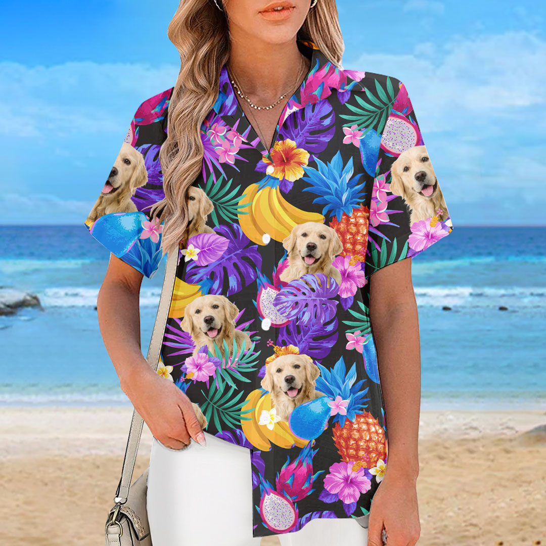 Photo personnalisée d'humeur estivale - T-shirt hawaïen unisexe personnalisé pour chien et chat - Cadeau vacances d'été, cadeau pour propriétaires d'animaux et amoureux des animaux
