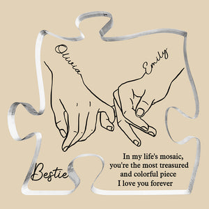 Je serai là, promesse rose - Plaque acrylique personnalisée en forme de puzzle pour meilleure amie - Cadeau de Noël pour meilleures amies, meilleures amies, sœurs