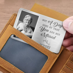 Photo personnalisée Je te porterai avec moi jusqu'à ce que je te revoie - Carte portefeuille personnalisée en aluminium commémorative - Cadeau de condoléances pour les membres de la famille