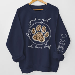 A Girl Who Loves Pets - Dog & Cat Personalized Custom Unisex Sweatshirt With Design On Sleeve - Gift For Pet Owners, Pet Lovers