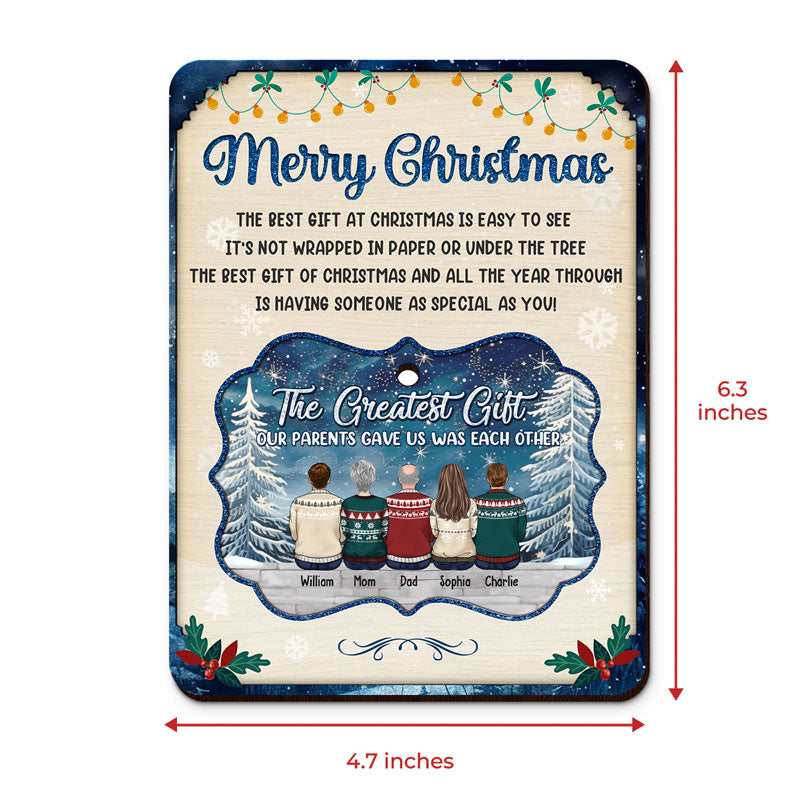 Les plus belles bénédictions de la vie - Carte en bois personnalisée avec ornement amovible - Cadeau de Noël pour les membres de la famille