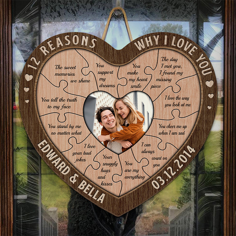 Photo personnalisée « J'adore vos mauvaises blagues » - Panneau en bois personnalisé en forme de cœur pour décoration d'intérieur - Cadeau de pendaison de crémaillère pour mari et femme, anniversaire
