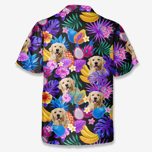 Photo personnalisée d'humeur estivale - T-shirt hawaïen unisexe personnalisé pour chien et chat - Cadeau vacances d'été, cadeau pour propriétaires d'animaux et amoureux des animaux